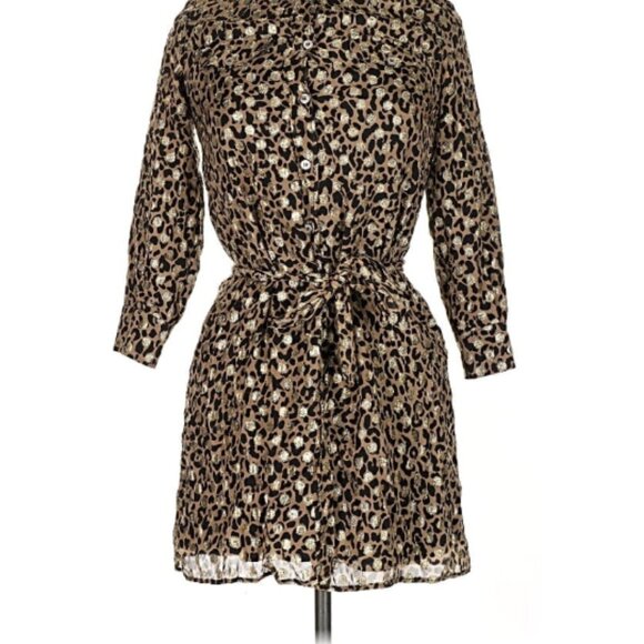 Golden Goose Leopard‑Print Fil Coupe Shirtdress, Professionally Shortened, Sz 4 - Picture 16 of 16